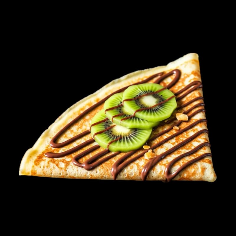 Crêpe au kiwi nappée de sauce chocolat