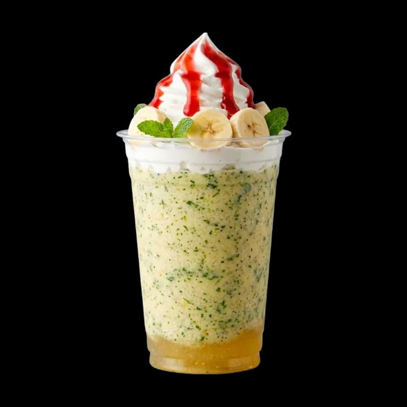 Gobelet glacé à la banane et à la menthe fraîche