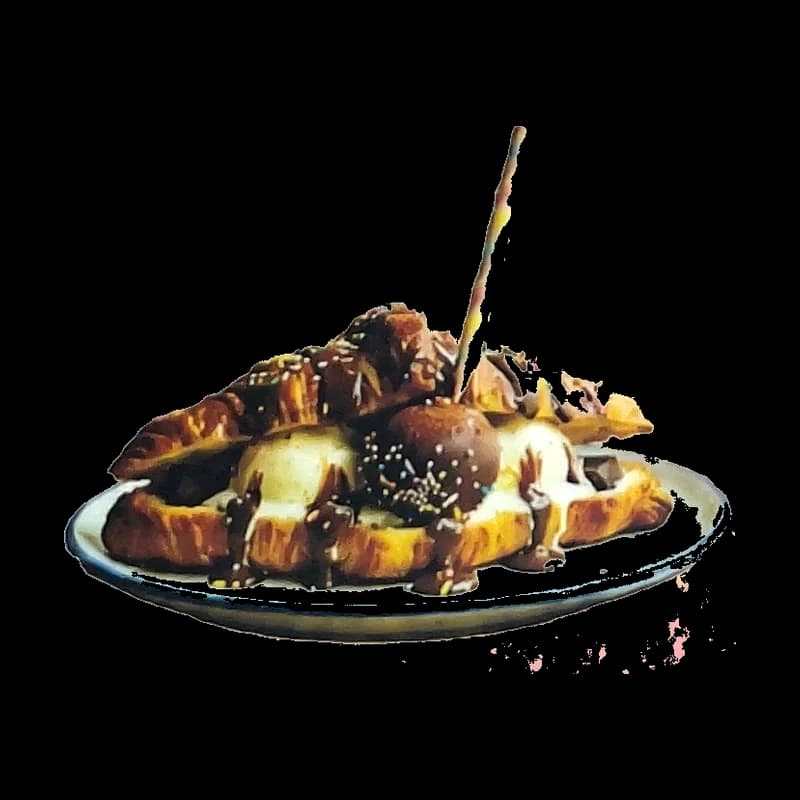 Croissant glacé nappé de sauce chocolat et de crunchy