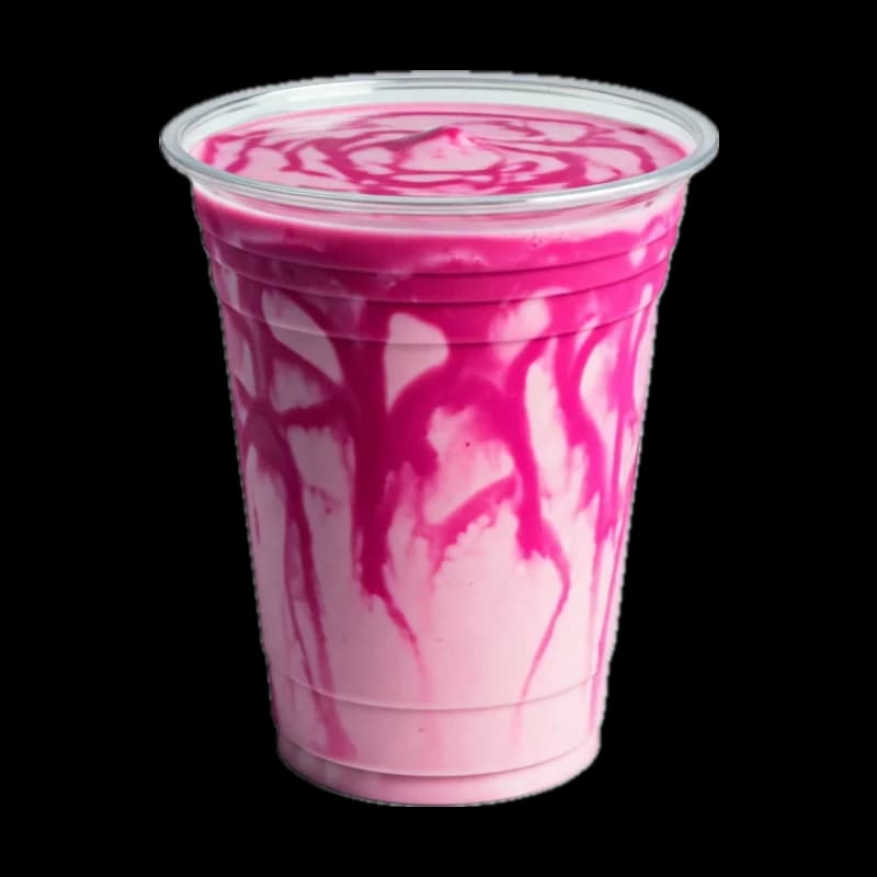 Milkshake aux fruits rouges dans un gobelet transparent