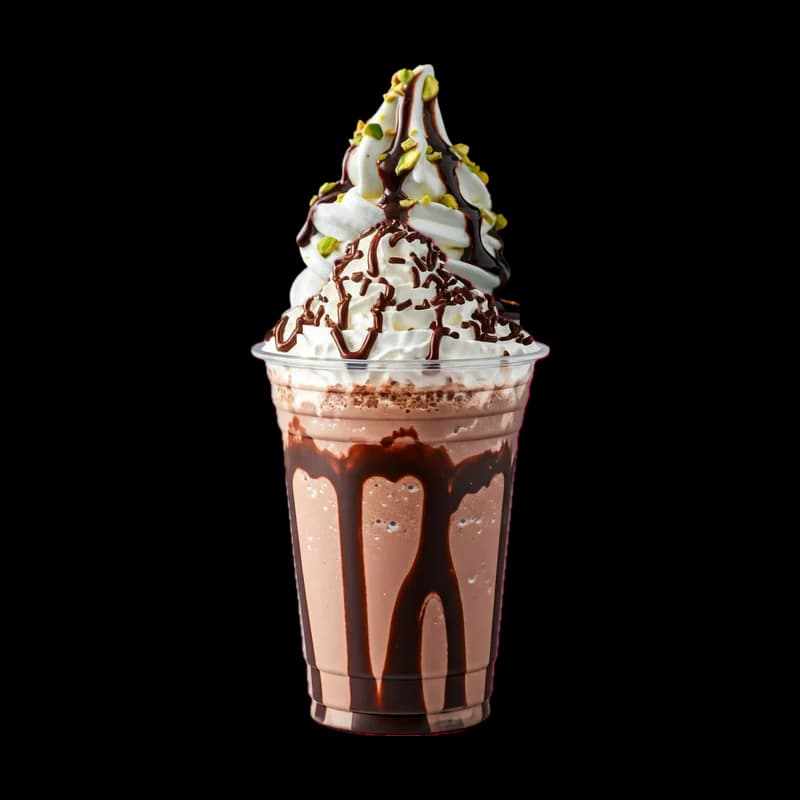 Milkshake au chocolat surmonté d'une glace à l'italienne