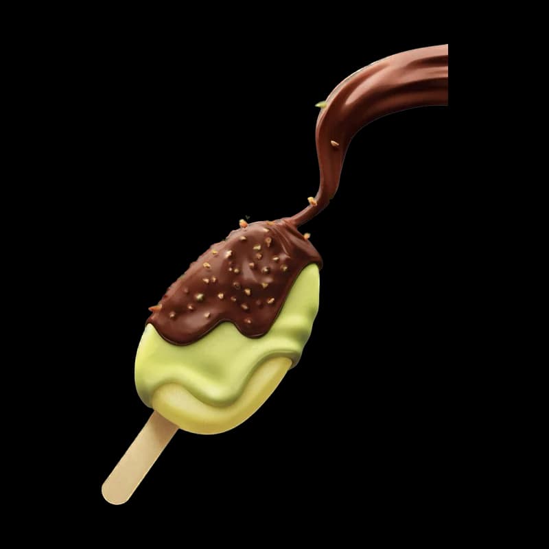 Sucette glacée à la pistache enrobée de chocolat
